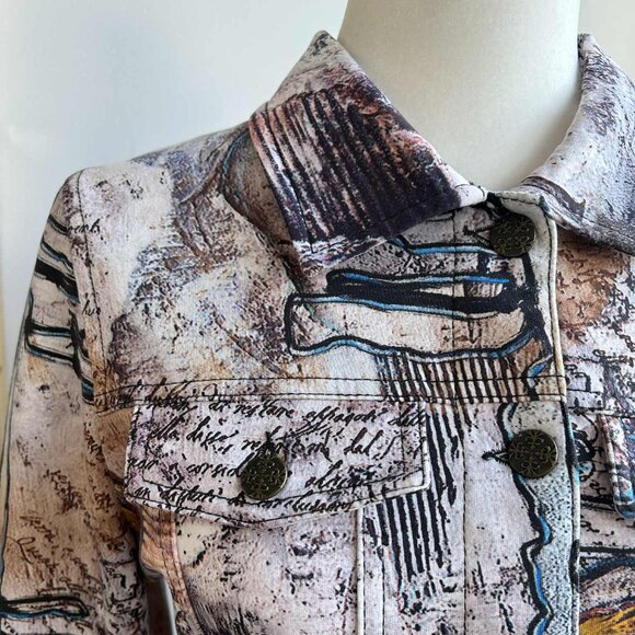 Dolcezza Simply Art Multicolor Abstract-Print Soft Stretch Jacket – US S - Picture 11 of 13